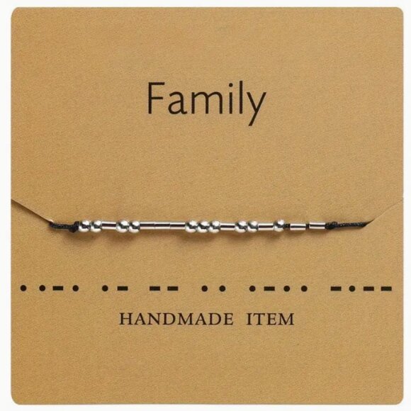 d'vine Products Jewelry - "Family" Silver Morse Code Bracelets - Adjustable String, Inspirational Message
